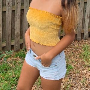 HOLLISTER SMOCKED VELVET TUBE TOP
